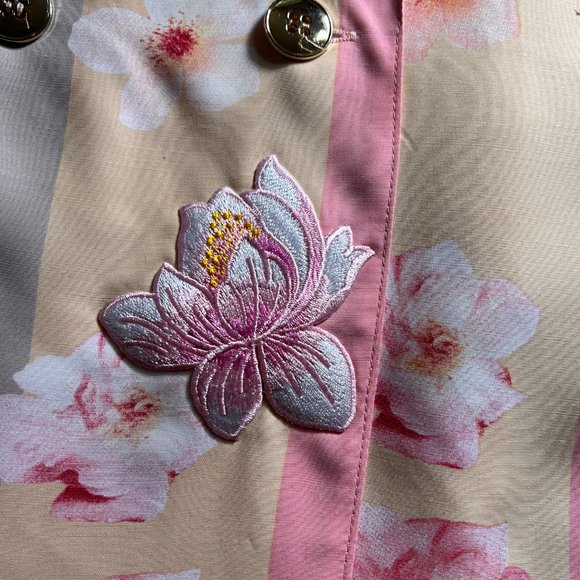 VTG 📌Michele Boyard 90s Floral Design Long Blouse with Double Row Button Down - Picture 8 of 16